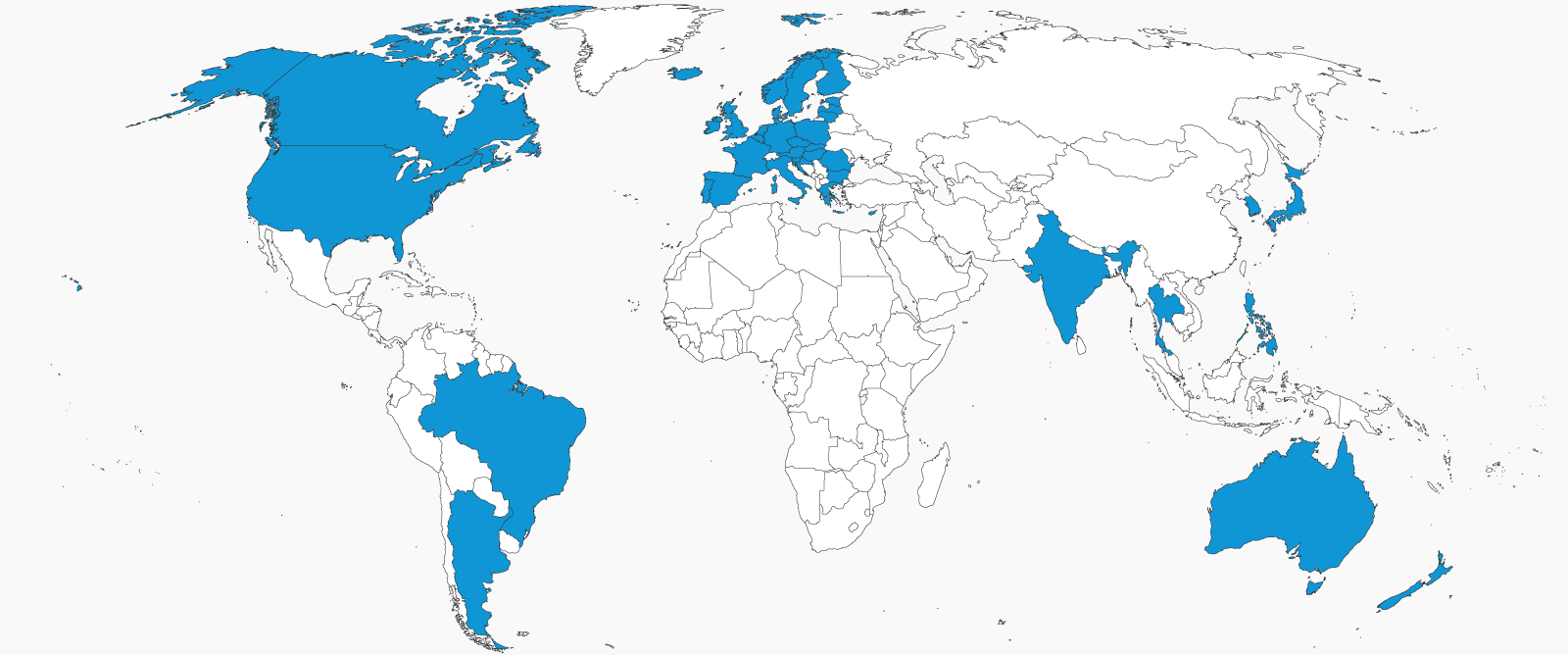 Countries who have passed web accessibility legislation: Argentina, Australia, Austria, Belgium, Brazil, Bulgaria, Canada, Croatia, Cyprus, Czech Republic, Denmark, Estonia, Finland, France, Germany, Greece, Hungary, Hong Kong, Ireland, Italy, Japan, Korea, Latvia, Lithuania, Luxembourg, Malta, Netherlands, New Zealand, Norway, Poland, Portugal, Romania, Singapore, Slovakia, Slovenia, Spain, Sweden, Thailand, the United Kingdom, and the United States of America.