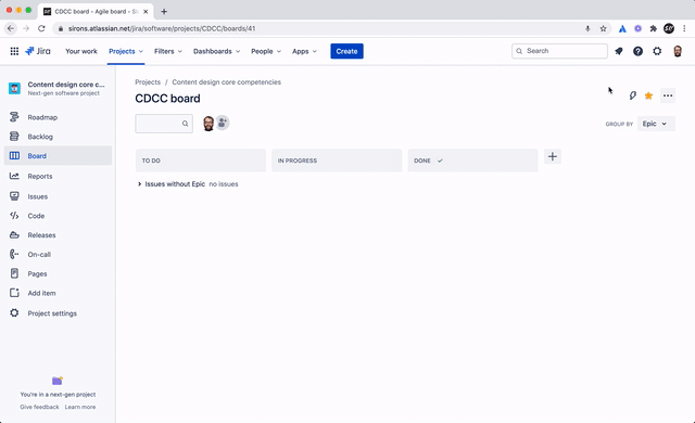 A demonstration of the in-product help container in Jira opening related content based on the user's current view.